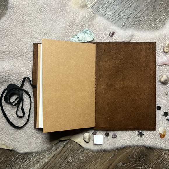 Hand Crafted Hand Made Laser engraved Leather Journal with Sun and Moon Design - Picture 8 of 12